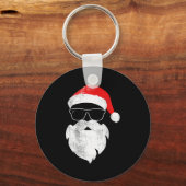 Funny Hipster Santa Face With Hat Beard & Gles Sleutelhanger (Voorkant)