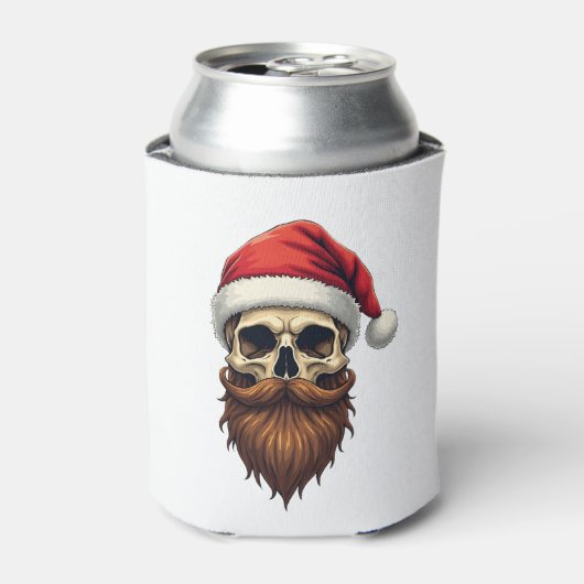 Funny Hipster Santa Skull Face With Hat Beard Chri Blikjeskoeler (Blikje Voorkant)