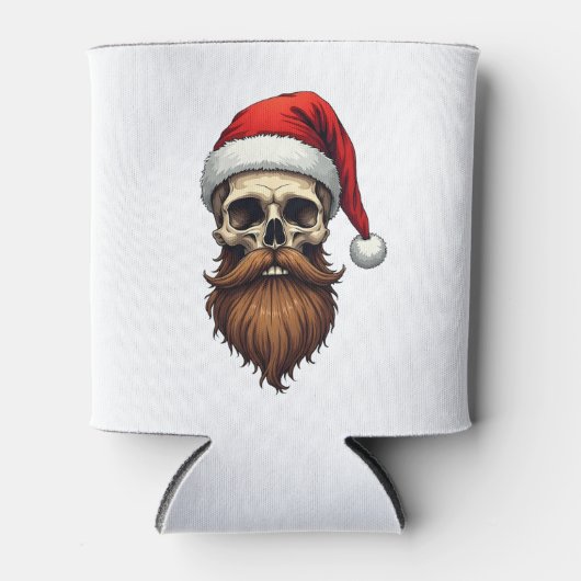 Funny Hipster Santa Skull Face With Hat Beard Chri Blikjeskoeler (Voorkant)