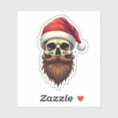 Funny Hipster Santa Skull Face With Hat Beard Chri Sticker (Vel)
