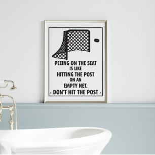 Funny Hockey Thed Bathroom Peing op de stoel Poster