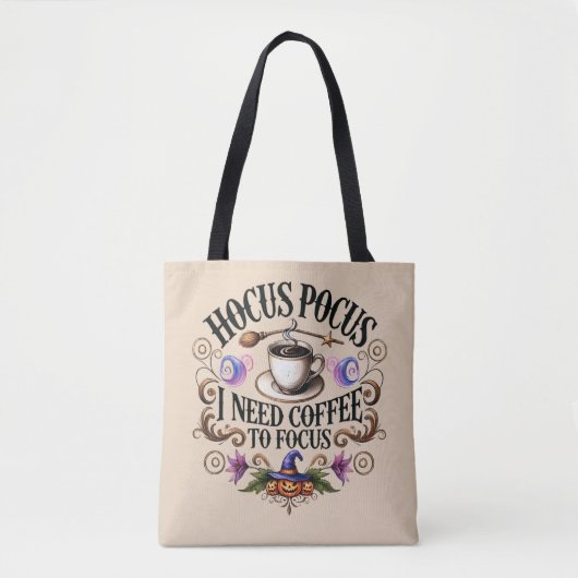 Funny Hocus Pocus I Need Coffee Witch Draagtas (Voorkant)