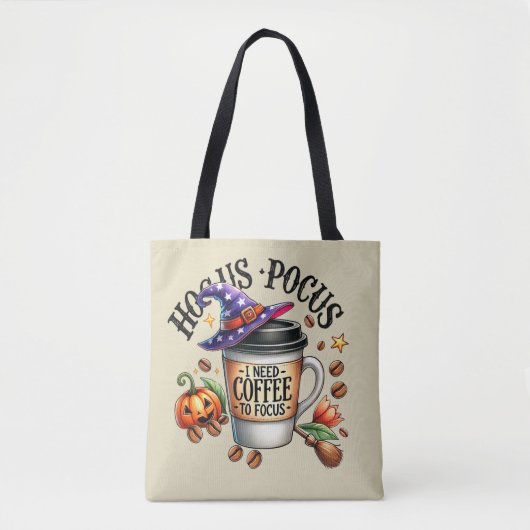 Funny Hocus Pocus I Need Coffee Witch Draagtas (Voorkant)