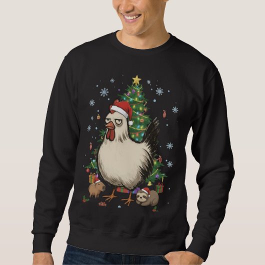 Funny Holiday Chicken with Capybara & Sloth  Trui (Voorkant)