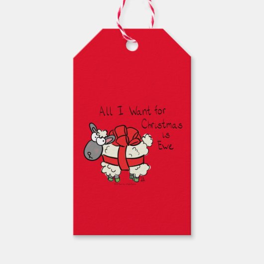 Funny Holiday Cute Sheep Kerstmis Cartoon Cadeaulabel (Voorkant)