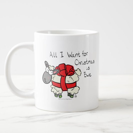 Funny Holiday Cute Sheep Kerstmis Cartoon Extra Grote Beker (Links)