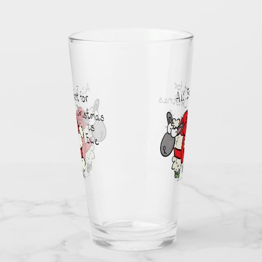 Funny Holiday Cute Sheep Kerstmis Cartoon Glas (Links)