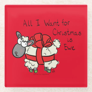 Funny Holiday Cute Sheep Kerstmis Cartoon Glazen Onderzetter