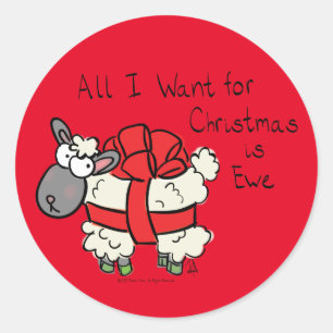 Funny Holiday Cute Sheep Kerstmis Cartoon Ronde Sticker