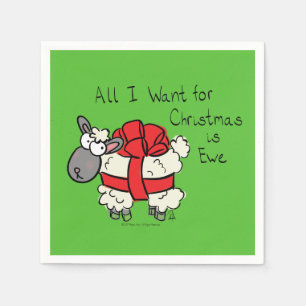 Funny Holiday Cute Sheep Kerstmis Cartoon Servet