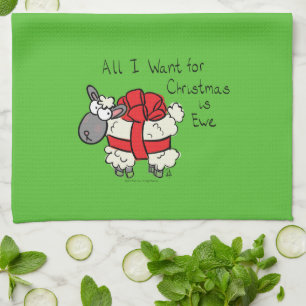 Funny Holiday Cute Sheep Kerstmis Cartoon Theedoek