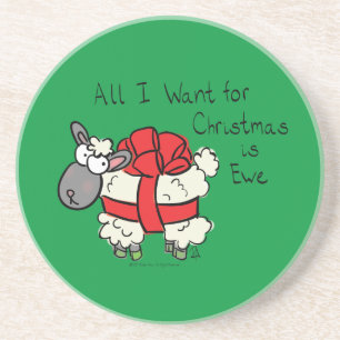 Funny Holiday Cute Sheep Kerstmis Cartoon Zandsteen Onderzetter