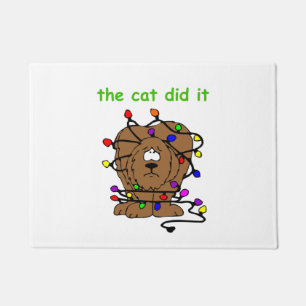 Funny Holiday Dog Kerstmis Humor Blame Cat Deurmat