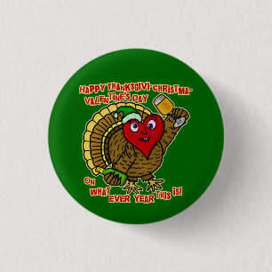 Funny Holiday Drink Turkey Heart Ronde Button 3,2 Cm