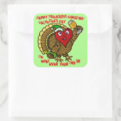 Funny Holiday Drink Turkey Heart Vierkante Sticker (Tas)