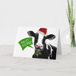 Funny Holiday Koe Merry Moo-Rry Kerstmis Feestdagen Kaart