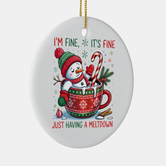 “Funny Holiday – Snowman Meltdown Keramisch Ornament (Rechts)