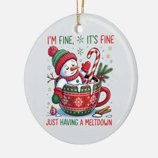 “Funny Holiday – Snowman Meltdown Keramisch Ornament (Links)