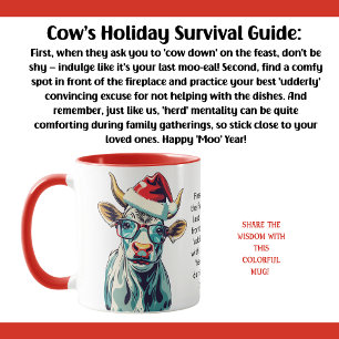 Funny Holiday Survival Tips van een Koe Mok