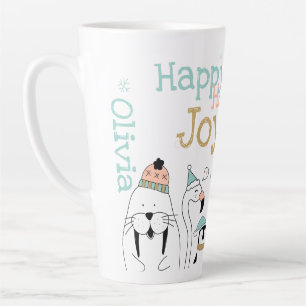 Funny Holiday Winter Animals Happy Latte Mok