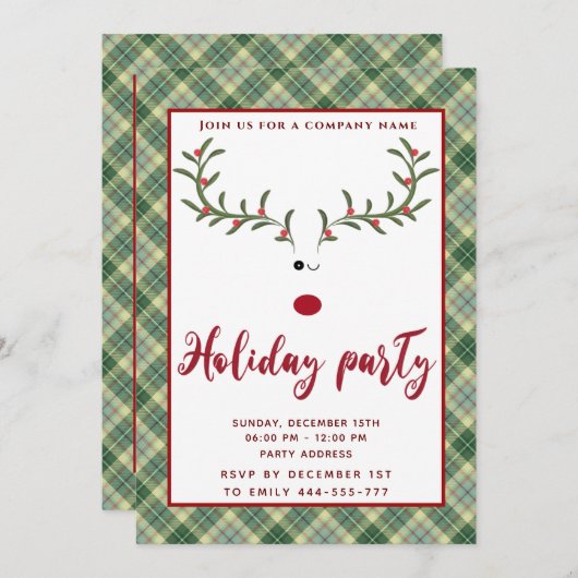 Funny Holly reinherder-feestfeestfeestfeestdag Kaart (Voorkant / Achterkant)