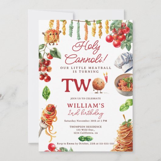 Funny Holy Cannoli little meatball 2nd birthday Kaart (Voorkant)