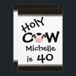 Funny Holy Cow 40th Humorisore Birthday Invitation<br><div class="desc">Invitation humoristique de la fête du 40e anniversaire de la vache sainte en noir et blanc pour les hommes et les femmes. Personnalisez avec tous les détails de votre fête. Quelques graphiques de Trina Clark à DigiScrapKits.com. *</div>