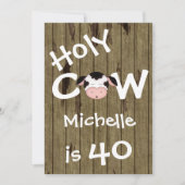 Funny Holy Cow 40th Humorisore Birthday Invitation (Devant)