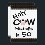 Funny Holy Cow 50th Birthday Party Invitation<br><div class="desc">Invitation humoristique personnalisée de la Saint-Vache 50e fête d'anniversaire en noir et blanc pour hommes et femmes.</div>