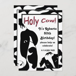 Funny Holy Cow 50th Birthday Party Invitation