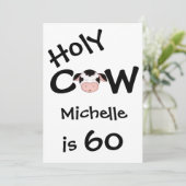 Funny Holy Cow 60th Birthday Party Invitation (Debout devant)