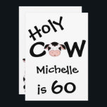 Funny Holy Cow 60th Birthday Party Invitation<br><div class="desc">Invitation humoristique personnalisée de la Saint-Vache 60e fête d'anniversaire en noir et blanc pour hommes et femmes.</div>