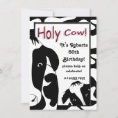 Funny Holy Cow 60th Birthday Party Invitation (Devant)
