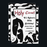 Funny Holy Cow 60th Birthday Party Invitation<br><div class="desc">Illustration graphique de vaches sur une invitation d'anniversaire. L'invitation a des modèles texte pour votre personnalisation. OEuvre originale : Copyright Charmaine Paulson</div>
