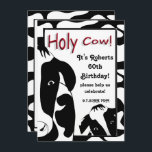 Funny Holy Cow 60th Birthday Party Invitation<br><div class="desc">Illustration graphique de vaches sur une invitation d'anniversaire. L'invitation a des modèles texte pour votre personnalisation. OEuvre originale : Copyright Charmaine Paulson</div>