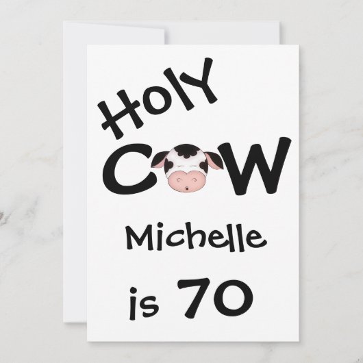 Funny Holy Cow 70th Birthday Party Invitation (Devant)
