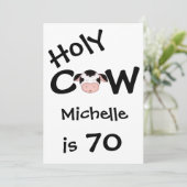 Funny Holy Cow 70th Birthday Party Invitation (Debout devant)