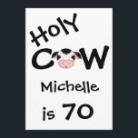 Funny Holy Cow 70th Birthday Party Invitation<br><div class="desc">Invitation humoristique personnalisée de la Saint-Vache 70e fête d'anniversaire en noir et blanc pour hommes et femmes.</div>