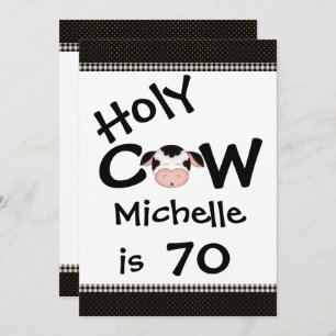 Funny Holy Cow 70th Birthday Party Invitation