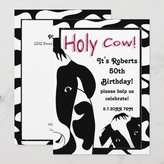 Funny Holy Cow Anniversaire Invitation de fête (Devant / Derrière)