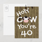 Funny Holy Cow Vous avez 40 Anniversaire Carte pos (Devant / Derrière)