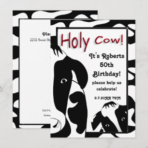 Funny Holy Koe 50th Birthday Party Invite Kaart