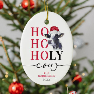 Funny Holy Koe Christmas Keramisch Ornament