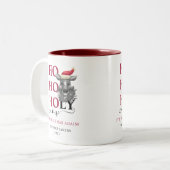 Funny Holy Koe Christmas Tweekleurige Koffiemok (Voorkant links)