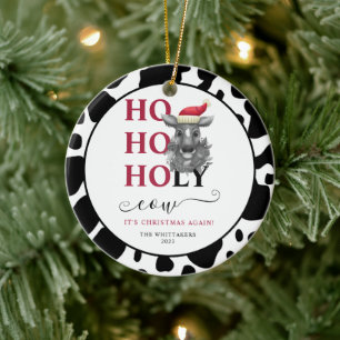 Funny Holy Koe Koeienhuid Pattern Christmas Keramisch Ornament