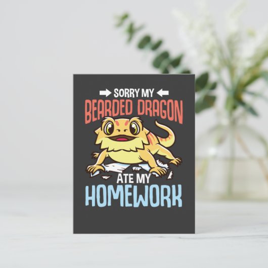 Funny Homework Pardon Kinder Bearded Dragon Briefkaart (Staand voorkant)