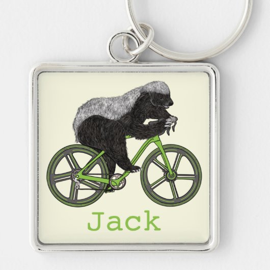 Funny Honey Badger Cycling Badass Bicycle Add Name Sleutelhanger (Voorkant)