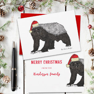 Funny honey badger Santa badass irony Feestdagenkaart