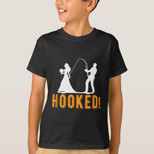 Funny Hooked Bride Groom New Marriage Vist liefde T-shirt (Voorkant)