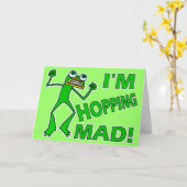 Funny Hopping Mad Frog Pun Kaart (Gele Bloem)